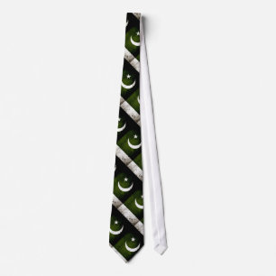 Black Grunge Pakistan Flag Tie