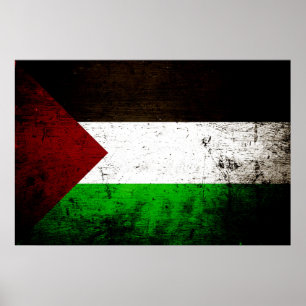 Black Grunge Palestine Flag Poster