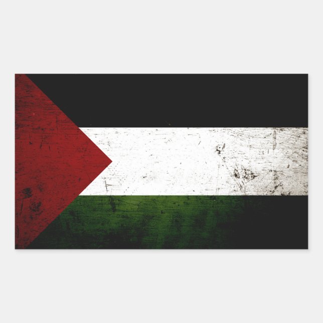 Black Grunge Palestine Flag Rectangular Sticker (Front)