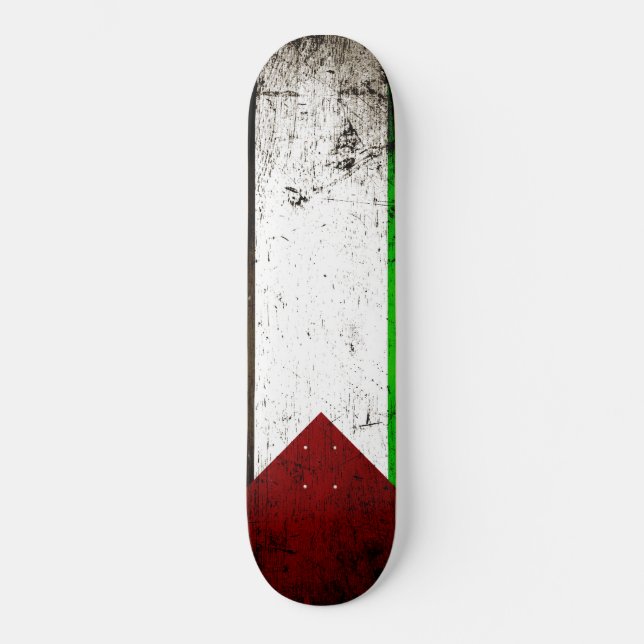 Black Grunge Palestine Flag Skateboard (Front)
