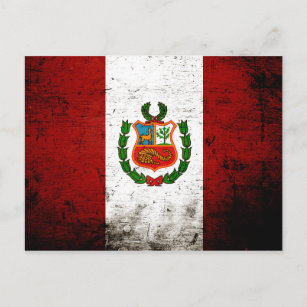 Black Grunge Peru Flag Postcard