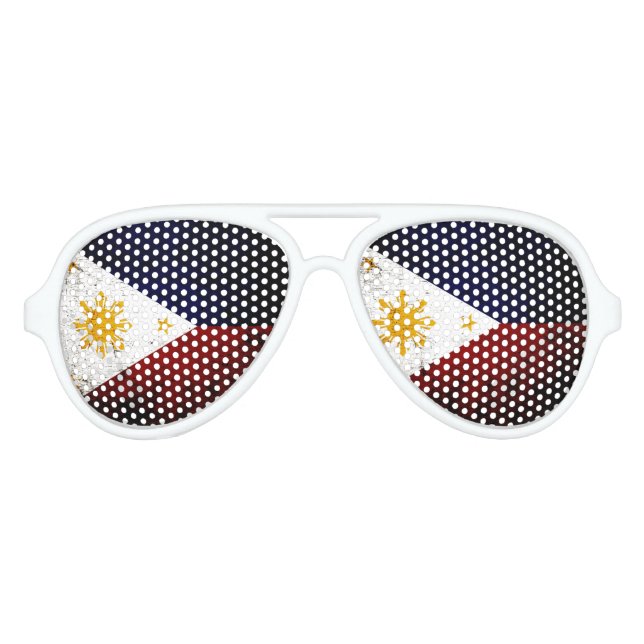 Black Grunge Philippines Flag Aviator Sunglasses (Front)