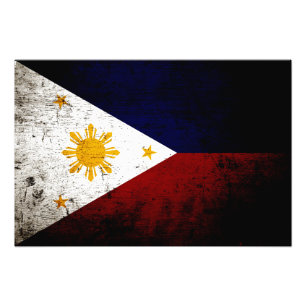 Black Grunge Philippines Flag Photo Print