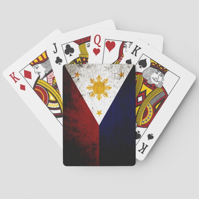 Black Grunge Philippines Flag Playing Cards (Back)
