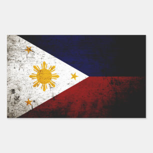 Black Grunge Philippines Flag Rectangular Sticker