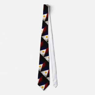 Black Grunge Philippines Flag Tie