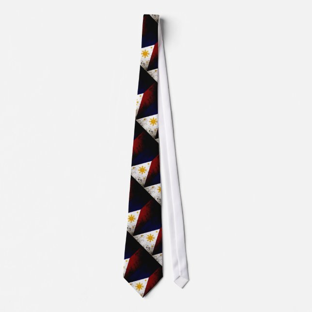 Black Grunge Philippines Flag Tie (Front)