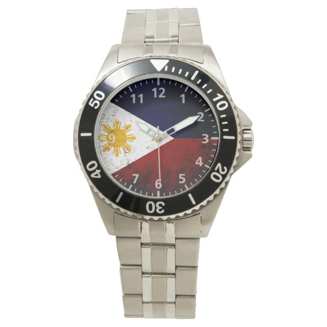 Black Grunge Philippines Flag Watch (Front)