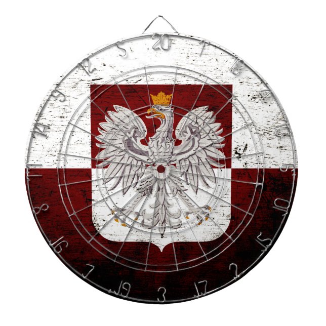 Black Grunge Poland Flag Dartboard (Front)