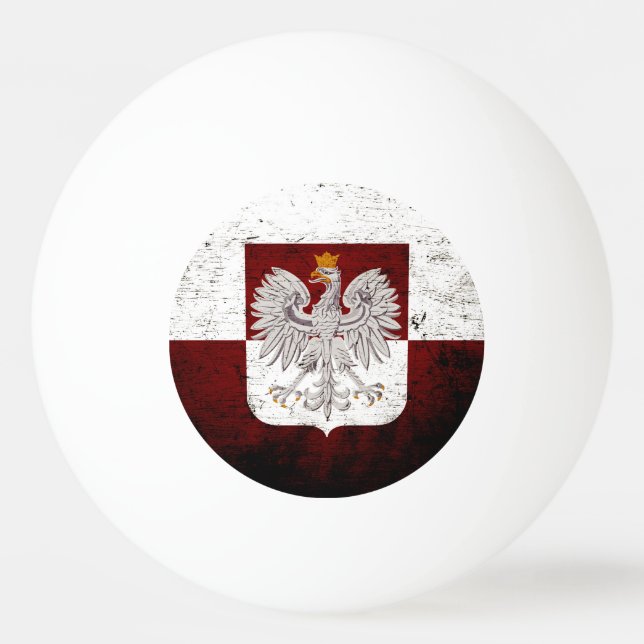 Black Grunge Poland Flag Ping Pong Ball (Front)