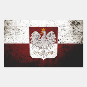 Black Grunge Poland Flag Rectangular Sticker