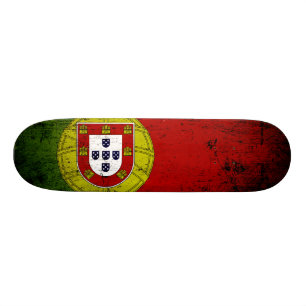 Black Grunge Portugal Flag Skateboard