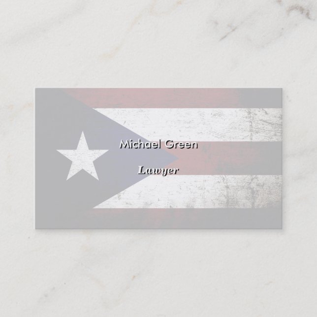 Black Grunge Puerto Rico Flag Business Card (Front)