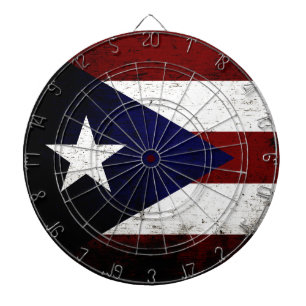 Black Grunge Puerto Rico Flag Dartboard