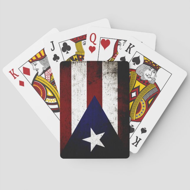 Black Grunge Puerto Rico Flag Playing Cards (Back)