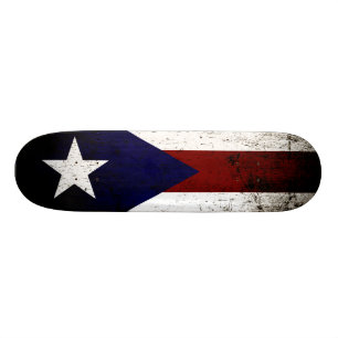 Black Grunge Puerto Rico Flag Skateboard
