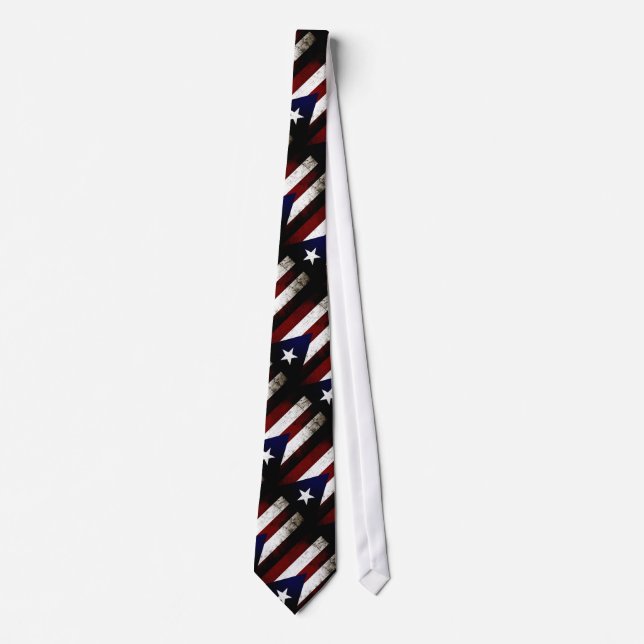 Black Grunge Puerto Rico Flag Tie (Front)