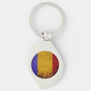Black Grunge Romania Flag Key Ring