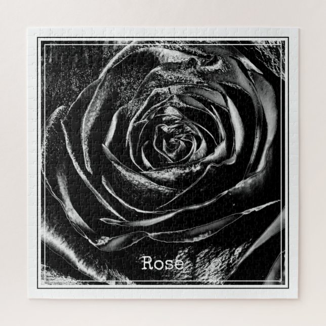 Black-Grunge Rose Abstract Floral Photography Jigsaw Puzzle (Vertical)
