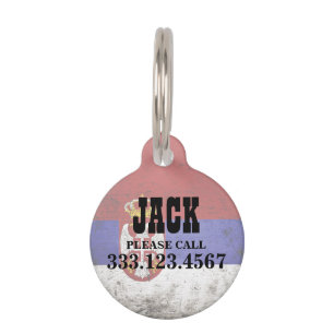 Black Grunge Serbia Flag Pet Tag