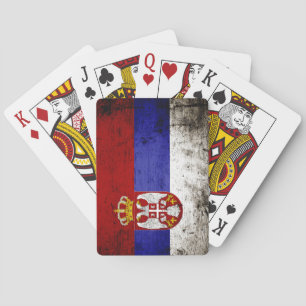 Black Grunge Serbia Flag Playing Cards