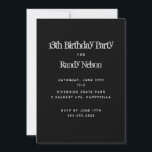 Black Grunge Sons Boys Teens Birthday Invitation<br><div class="desc">Solid black birthday party invitation template with grey text in grunge fonts.  Reverse contains black and grey swirls design.  For boys from tween ages to older teens,  this vertical card is easy to personalise with date,  time,  location and rsvp information.</div>