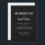 Black Grunge Sons Boys Teens Birthday Invitation<br><div class="desc">Solid black birthday party invitation template with grey text in grunge fonts.  Reverse contains black and grey swirls design.  For boys from tween ages to older teens,  this vertical card is easy to personalise with date,  time,  location and rsvp information.</div>