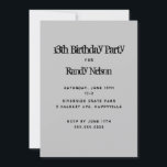 Black Grunge Sons Boys Teens Birthday Invitation<br><div class="desc">Solid grey birthday party invitation template with black text in grunge fonts.  Reverse contains black and grey swirls design.  For boys from tween ages to older teens,  this vertical card is easy to personalise with date,  time,  location and rsvp information.</div>