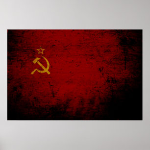 Black Grunge Soviet Union Flag Poster