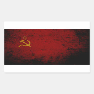 Black Grunge Soviet Union Flag Rectangular Sticker