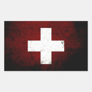 Black Grunge Switzerland Flag Rectangular Sticker