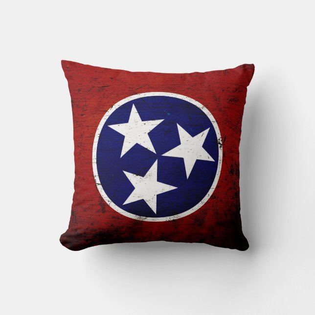 Black Grunge Tennessee State Flag Cushion (Front)