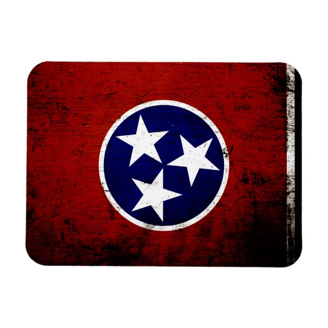 Black Grunge Tennessee State Flag Magnet (Horizontal)