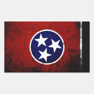 Black Grunge Tennessee State Flag Rectangular Sticker