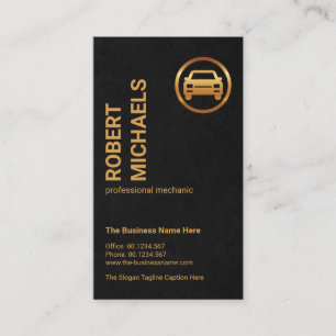 Black Grunge Texture Gold Car Logo Mechanic Business Card