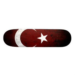 Black Grunge Turkey Flag Skateboard