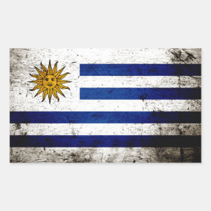Black Grunge Uruguay Flag Rectangular Sticker