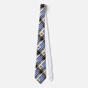 Black Grunge Uruguay Flag Tie
