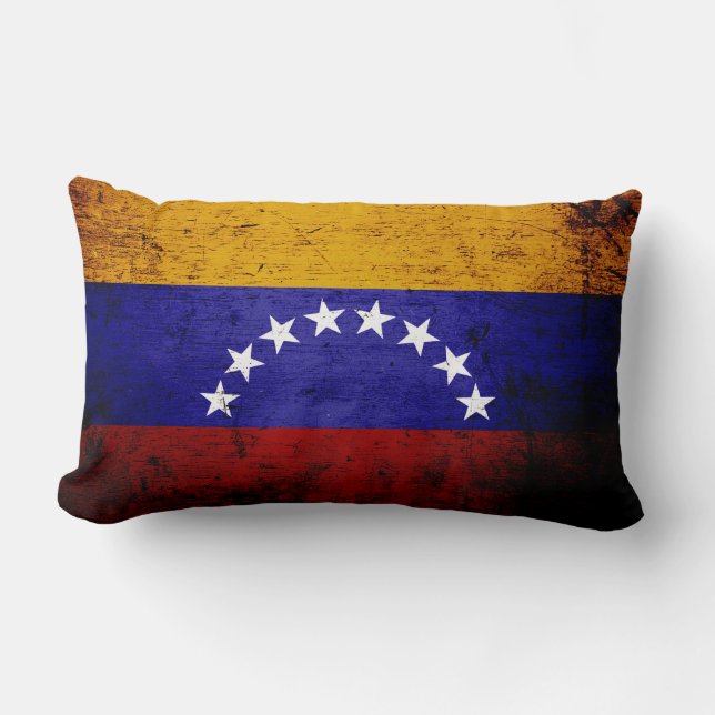 Black Grunge Venezuela Flag Lumbar Cushion (Front)