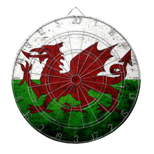 Black Grunge Wales Flag Dartboard