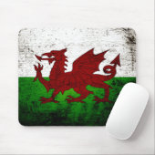 Black Grunge Wales Flag Mouse Mat (With Mouse)
