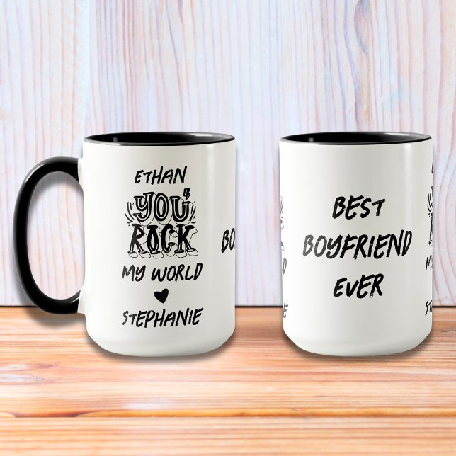 Black Grunge You Rock My World Best Boyfriend Ever Mug (Creator Uploaded)