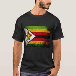 Black Grunge Zimbabwe Flag T-Shirt
