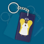 Black Guardian Angel, (double-sided)  Key Ring<br><div class="desc">This Guardian Angel Rectangle (double-sided) Keychain (Key Ring) features a black (African American) angel praying for your protection, healing and guidance through life. The word guardian is written on the back with space to personalise your name or the name of your loved ones. Angels are religious symbols that guard and...</div>