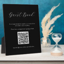 Black Guest Book Sign with QR Code Plaque