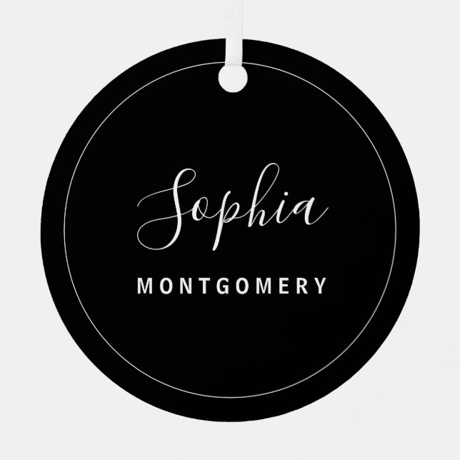 Black Guest Name Table No Wedding Seating Keepsake Metal Tree Decoration (Front)