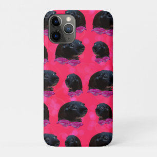 Black Guinea Pigs On Pretty Pink Roses iPhone 11 Pro Case