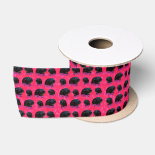 Black Guinea Pigs On Pretty Pink Roses Satin Ribbon