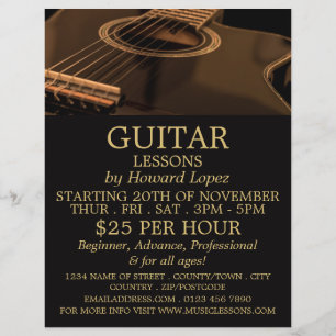 Black Guitar, Guitar Lessons Advertising Flyer