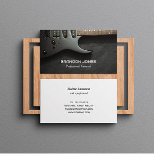 Black Guitar, Guitarist, Professional Musician Bus Business Card